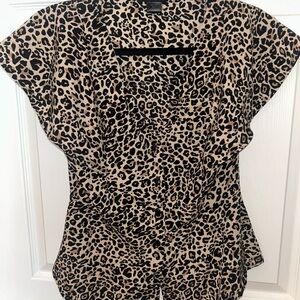 Trixxi Animal Print Blouse - Black and Tan